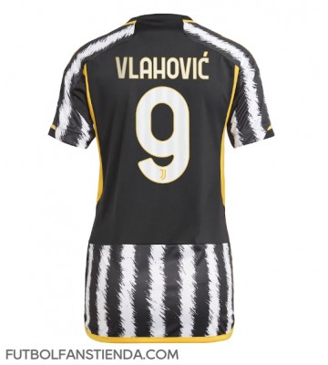 Juventus Dusan Vlahovic #9 Primera Equipación Mujer 2023-24 Manga Corta